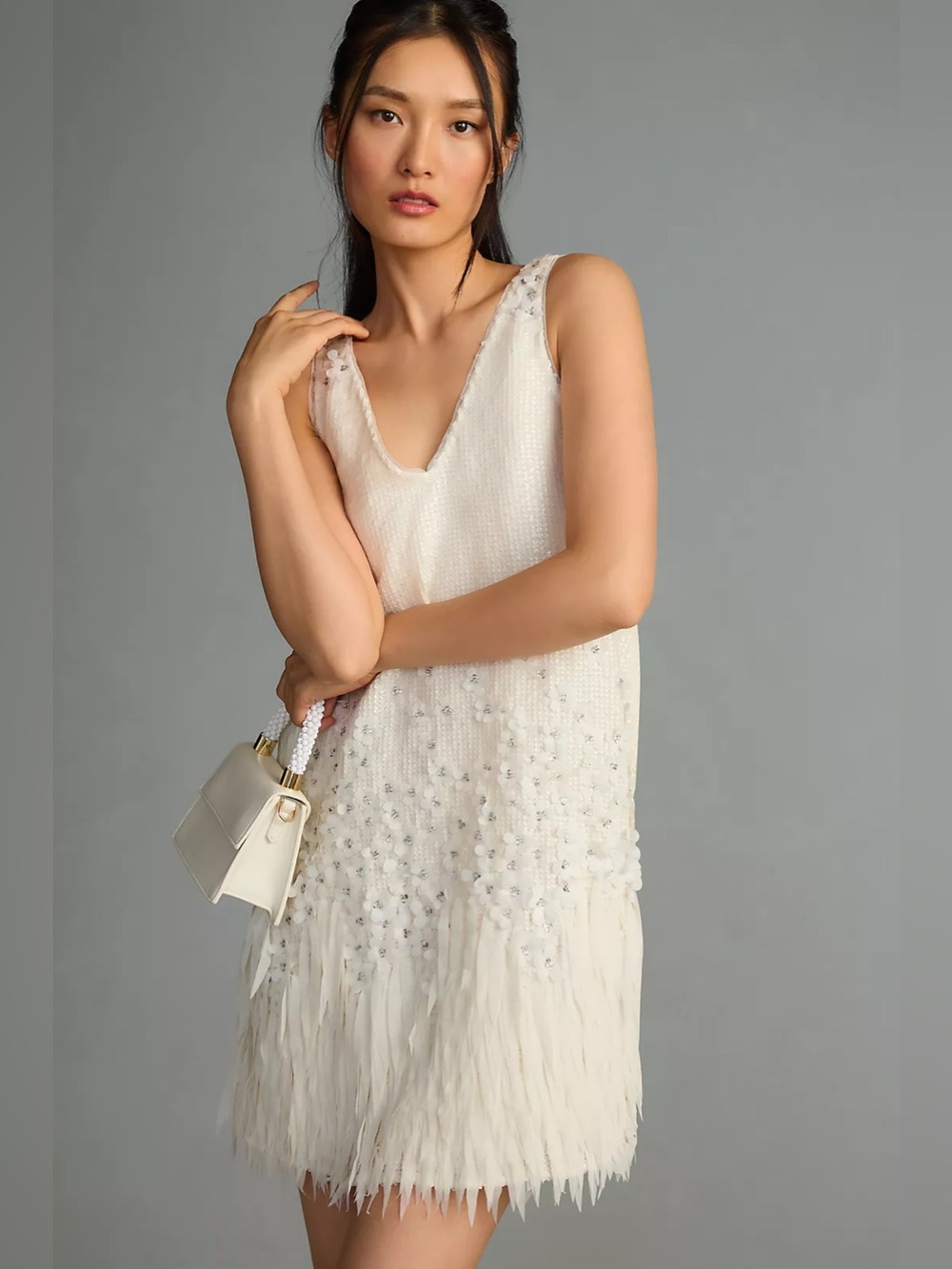 Anthropologie Not So Serious by Pallavi Mohan V-Neck Deco Swing Mini Dress